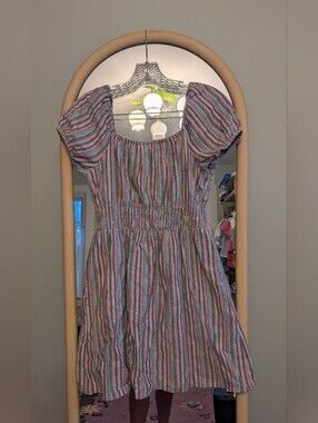 American Eagle Outfitters Multicolor Striped Puff Sleeve Dress